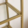 Modern Gold Metal Arched Top Display Rack Bookcase with 5 Glass Storage Shelves