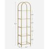 Arched Top Gold Metal Display Rack Narrow Bookcase with 5 Glass Storage Shelves