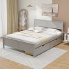 Full Size Grey Platform Bed Frame with 2 Storage Drawers