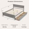 Full Size Grey Platform Bed Frame with 2 Storage Drawers