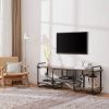 Modern Gray Wood and Metal Entertainment Center TV Stand for TV up to 65-inch
