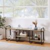 Modern Gray Wood and Metal Entertainment Center TV Stand for TV up to 65-inch