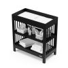 Modern Changing Table in Black Wood Finish with Safety Rail and Changing Pad