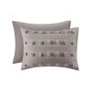 Full/Queen 3-Piece Grey Microfiber Comforter Set with Decorative Pompoms