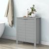 Bathroom Linen Cabinet with Storage Shelf in Grey Wood Finish