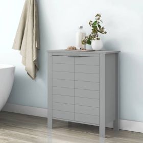 Bathroom Linen Cabinet with Storage Shelf in Grey Wood Finish