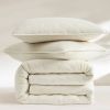 Full / Queen 3-Piece Cream Velvet Embroidered Super Soft Quilt Set