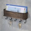 Wall Mount Mail Holder with Key Hooks