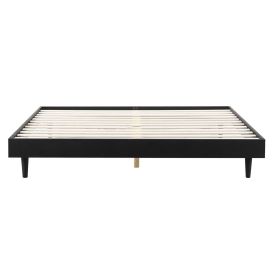 King size Mid-Century Modern Platform Bed Frame in Black Wood Finish