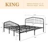 King Farmhouse Spindle Black Metal Platform Bed Frame with Headboard Footboard