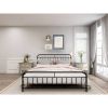 King size Black Metal Platform Bed Frame with Rounded Headboard Footboard