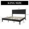 King Black Linen Upholstered Platform Bed Frame with Button-Tufted Headboard