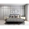 King Black Metal Platform Bed Frame with Rounded Corners Headboard Footboard