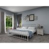King White Metal Platform Bed Frame with Rounded Corners Headboard Footboard