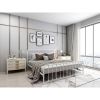 King White Metal Platform Bed Frame with Rounded Corners Headboard Footboard