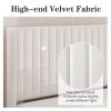 King size White Velvet Upholstered Platform Bed Frame with Wingback Headboard