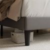 Full size Grey Linen Upholstered Platform Bed Frame with Button-Tufted Headboard