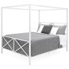 Queen size Modern Industrial Style White Metal Canopy Bed Frame