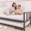 Twin Heavy Duty Black Metal Daybed Frame with Roll-Out Pop-Up Trundle Bed Frame
