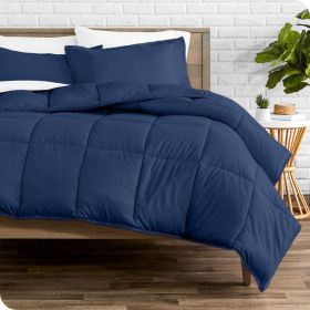 Full/Double size Super Soft Down Alternative Comforter Set in Navy Blue