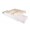 King Size 2 Drawer Storage White Wooden 4 Post Platform Bed  Frame