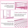 Pink Metal Twin over Twin Bunk Bed Frame with Two Side Ladders