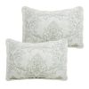 Queen size Antique White Damask Embroidered 4 Piece Oversized Bedspread Set