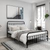 Queen Classic Farmhouse Black Metal Bed Frame with Rounded Headboard Footboard