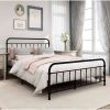 Queen Classic Farmhouse Black Metal Bed Frame with Rounded Headboard Footboard