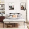 Queen size Black Metal Platform Bed Frame with Arched Headboard
