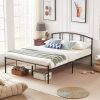 Queen size Black Metal Platform Bed Frame with Arched Headboard