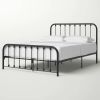 Queen Classic Black Metal Bed Frame with Rounded Corners Headboard and Footboard