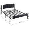 Queen size Black Wood Metal Platform Bed Frame with Rounded Headboard Footboard