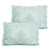 Queen size Light Blue Damask Embroidered 4 Piece Oversized Bedspread Set