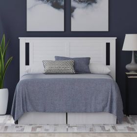 Queen size Farmhouse Solid Wood Slatted Headboard in White Finish