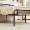 Queen size Grey Wood Metal Platform Bed Frame with Rounded Headboard Footboard