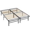 Queen size Metal Bed Frame with Bamboo Wood Slats