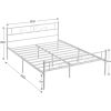 Queen White Metal Platform Bed Frame with Headboard and Footboard