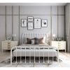 Queen Classic White Metal Bed Frame with Rounded Corners Headboard and Footboard