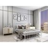 Queen Classic White Metal Bed Frame with Rounded Corners Headboard and Footboard