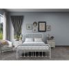 Queen Classic White Metal Bed Frame with Rounded Corners Headboard and Footboard