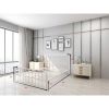 Queen Classic White Metal Bed Frame with Rounded Corners Headboard and Footboard