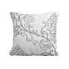 Queen size White Damask Embroidered 4 Piece Oversized Bedspread Set