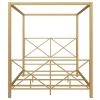 Queen size Modern Gold Metal Canopy Bed Frame with Headboard and Footboard