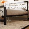 Queen Black Metal Platform Bed Frame with Circle Medallion Headboard Footboard