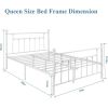 Queen size Vintage Style White Metal Platform Bed Frame with Headboard Footboard