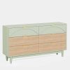 Retro Mid-Century Modern 6 Drawer Dresser Chest of Drawers in Mint Green