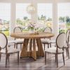 Modern Kitchen 4-Person Circular Dining Table in Retro Brown Wood Finish