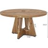 Modern Kitchen 4-Person Circular Dining Table in Retro Brown Wood Finish