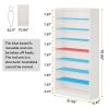 Modern 8-Shelf Shoe Rack Shelving Unit for Closet Storage in White Wood Finish